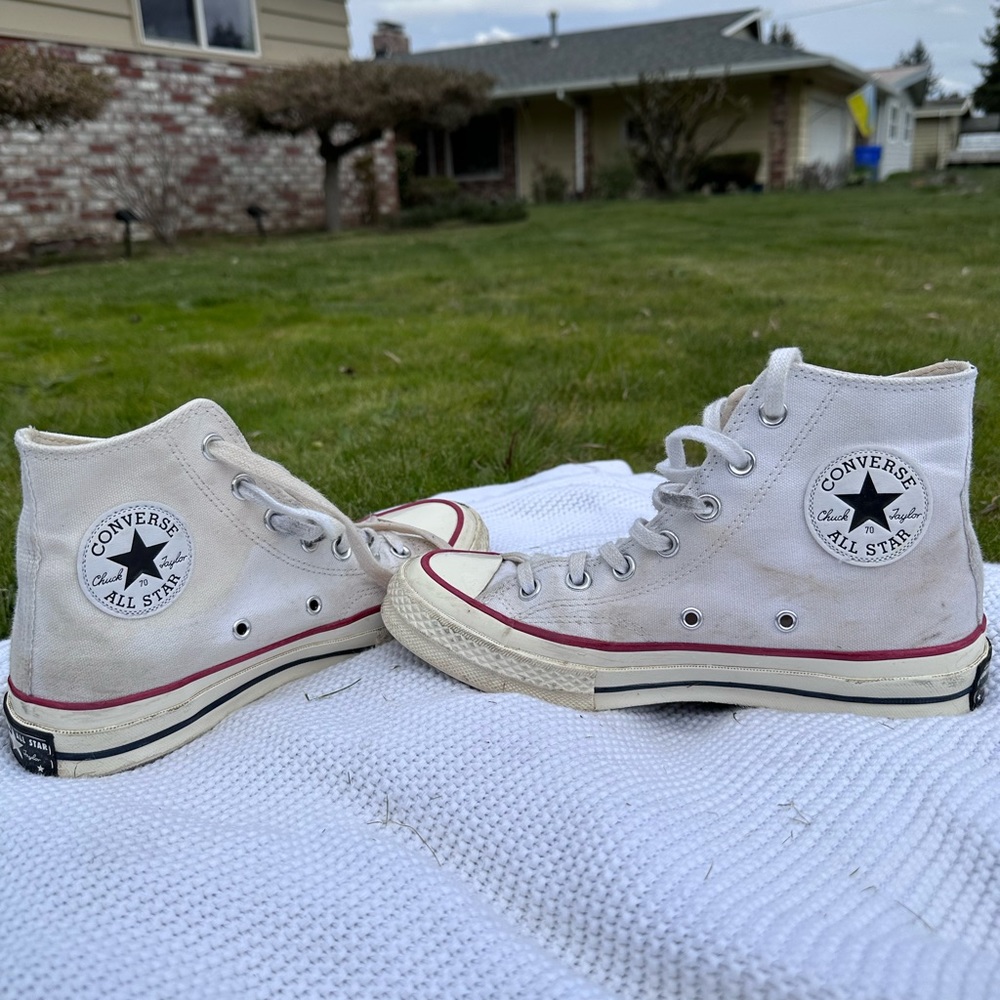 CONVERSE white high top platforms